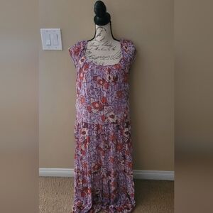 Knox Rose Purple and Red Floral Midi Dress